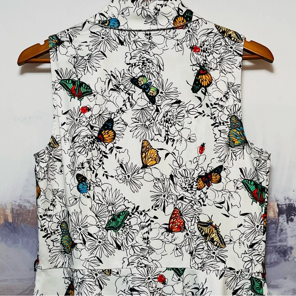 NORTH STYLE Floral‎ Butterfly Dress Midi Botanical Fit & Flare Stretch Womens 12